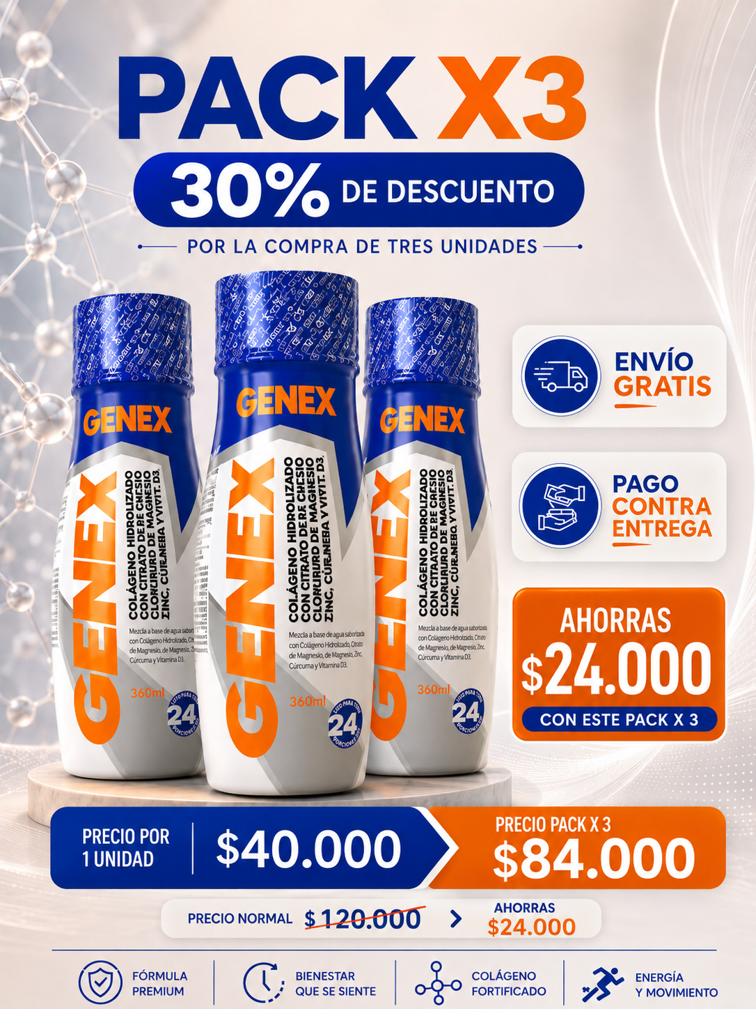 Pack x3 GENEX con el 30%